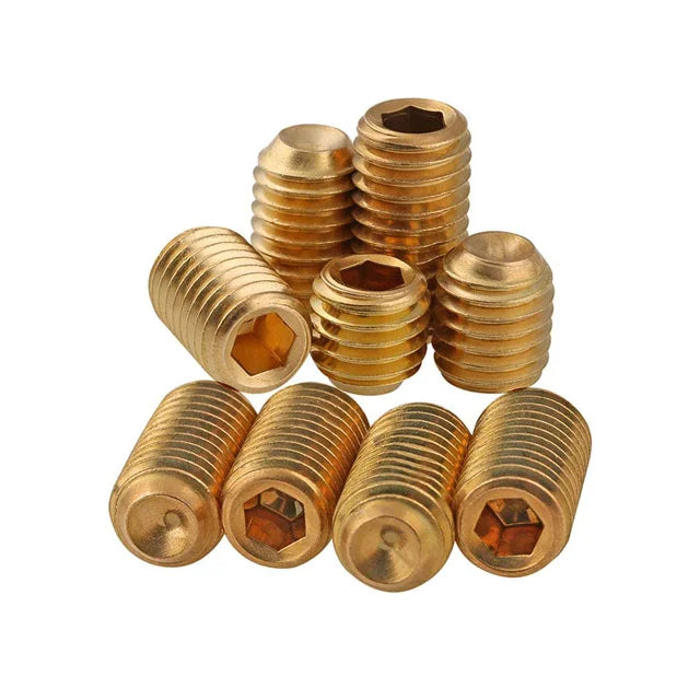 DIN916 DIN913 Standard Thread Metric Brass Zinc Plated Hex Socket Set Screws Round Head Grub Screws MegaBDM