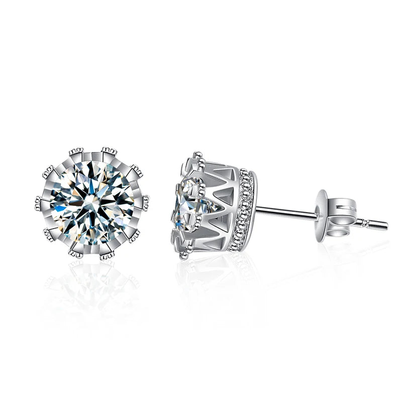 XEZ053 Classic Moissanite Stud Earrings S925 Silver Brilliant Round Cut  Created Diamond Wedding Engagement Earrings