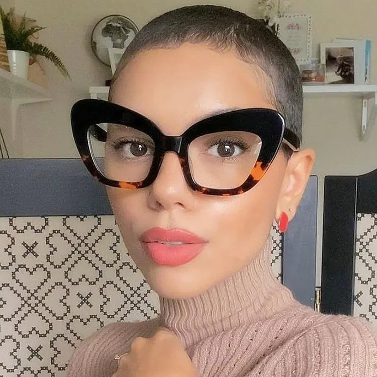 Custom Logo Vintage Leopard Computer Optical Frames Blue Light Blocking Eyeglasses Ladies Women Cat Eye Anti Blue Glasses Women