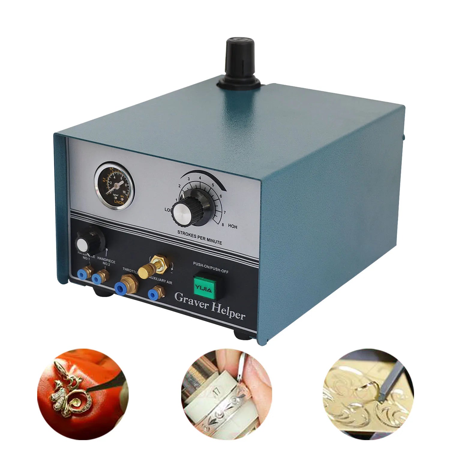 Boasta US Free Shipping Double Head Pneumatic Engraving Machine High-Precision Jewelry Metal Carving Making Tool