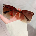 Custom Logo 2025 Fashion Gradient Shades Cat Eye Sun Glasses UV400 Alloy Big Frame Square Sunglasses for Men Women