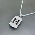 Vintage Titanium Steel Cutout 26 Letter Necklace Silver Geometric Square Pendant Necklace for Women Men Party Jewelry Gift