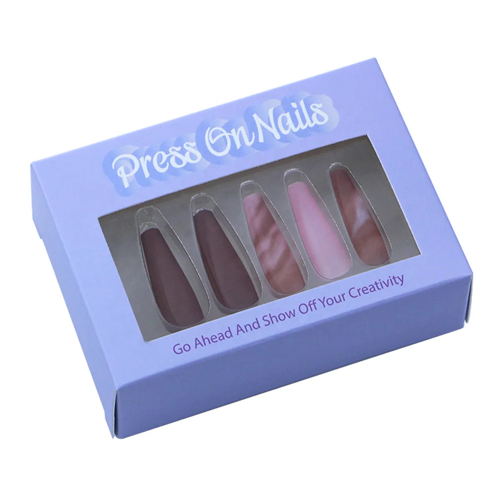 Custom Logo Recycled Paper Boxes for Press on Nails Fashionable Fingernails With Packaging Box