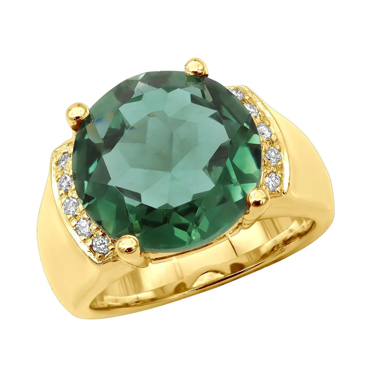 14K Yellow Gold 6 Carat Lab Grown Filled Round Brilliant Cut Diamond Ethnic Gemstone Ring IGI Certified