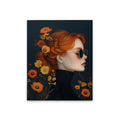 Made In Germany - Home Decor Canvas Picture Flowergirl - Wall Mural In Orange And Blue - Canvas Picture On Stretcher Frame