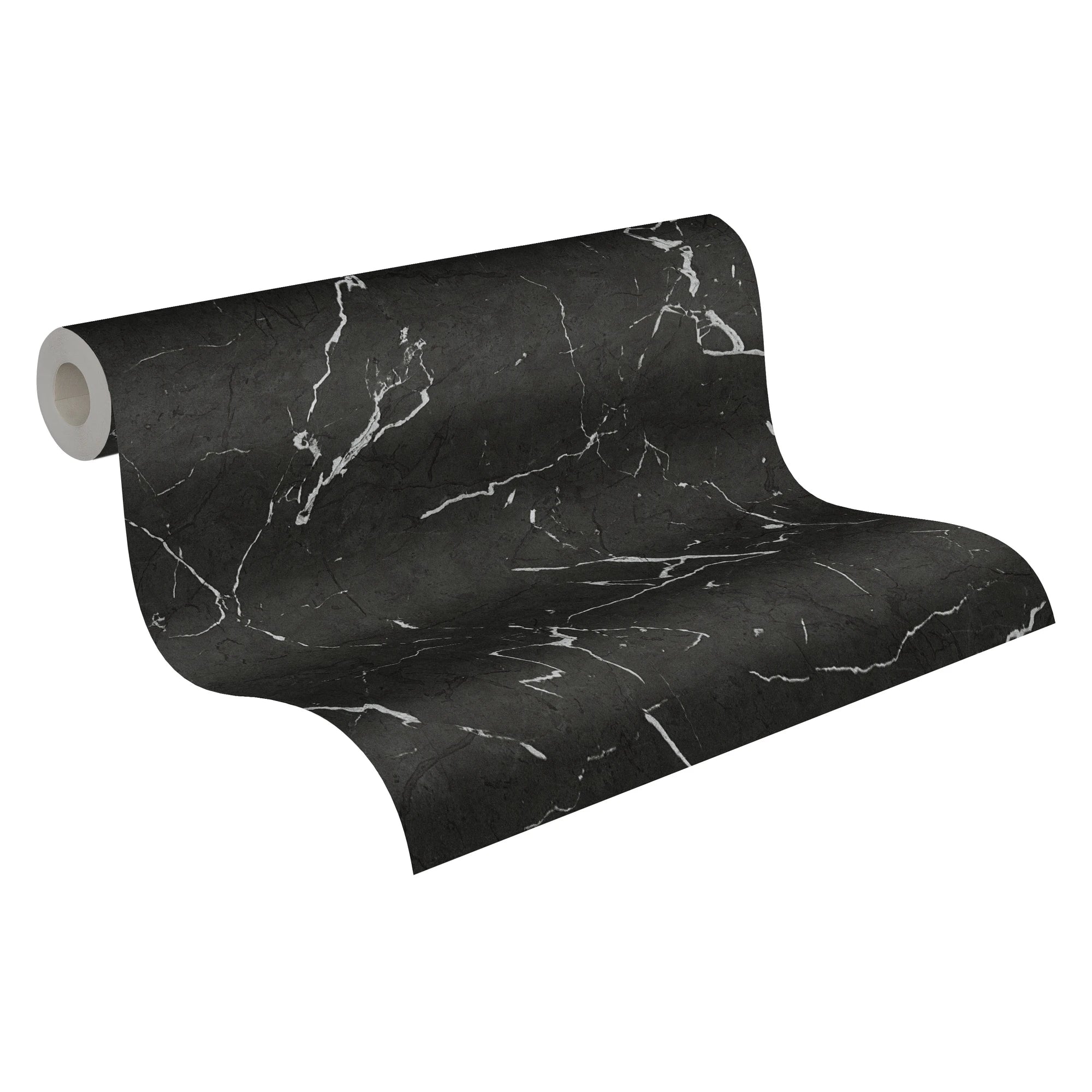 Modern Marble Black White Non Woven Vinyl Wallpaper Rolls-Abrasion Light Resistant Mould-Proof 1005x0.53m Bathroom Household