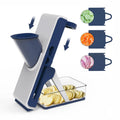 Multifunctional Stainless Steel Blade Vegetable Chopper Manual Food Salad Slicer Handheld Veggie Cutter Container Easy Clean