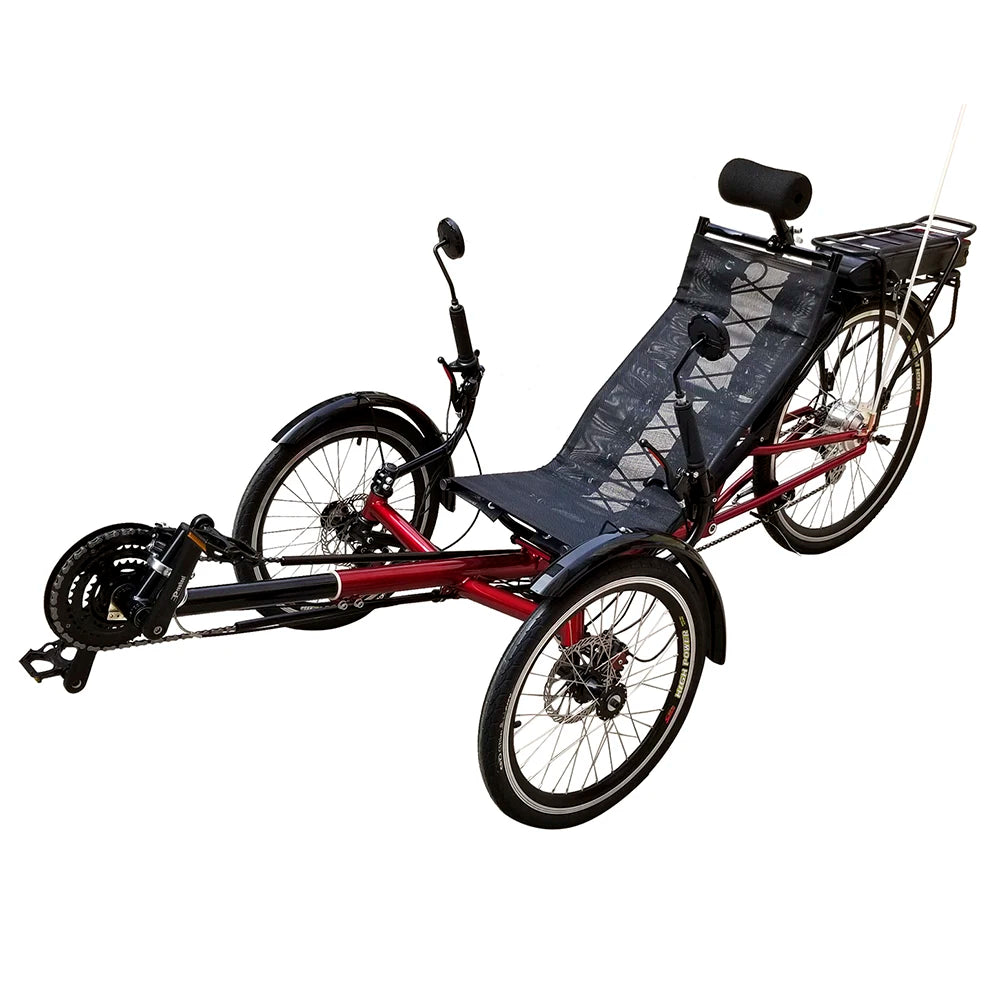 Tadpole Horizontal Three Wheel Electric Assist Pedal Tricycle for Adults Disabled