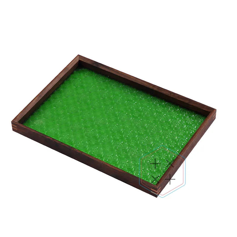 Retro Wooden Transparent Green Frosted Glass Rectangle Durable Trays for Storage