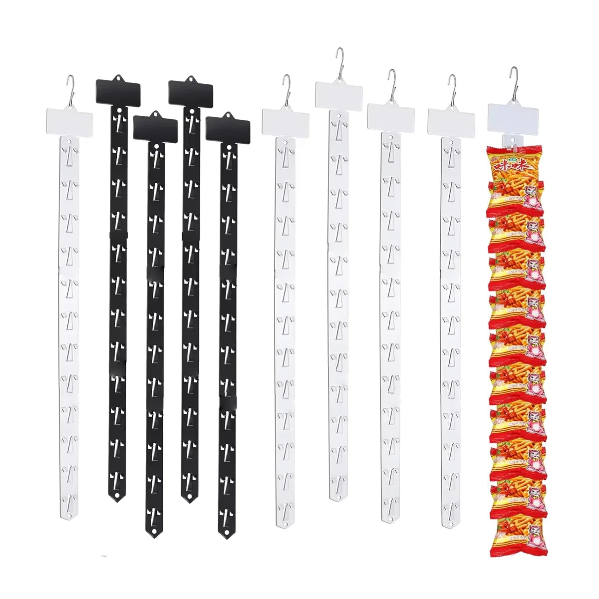Plastic Hanging Merchandise Display Clip Strips with S Hooks for Supermarket Retail