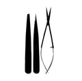 Precision Pointed Stainless Steel Eyebrow Tweezers Black Color Sustainable Stainless Steel Eyebrow Tweezers With Scissors Set