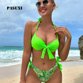PASUXI 2026 New Arrival Printed High Waisted Brazilian Halter Bikini Set Two Piece Swimwear for Women Swimsuit