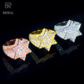 Fast Shipping Moissanite Six-Pointed Star Hip Hop Ring Pass  Diamond Test Baguette Cut Moissanite 925 Silver Fine Rings Jewelry