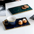 Nordic Style Luxury Ceramic Floral Design Classic Tea Cup and Saucer Set with Spoon for Gift