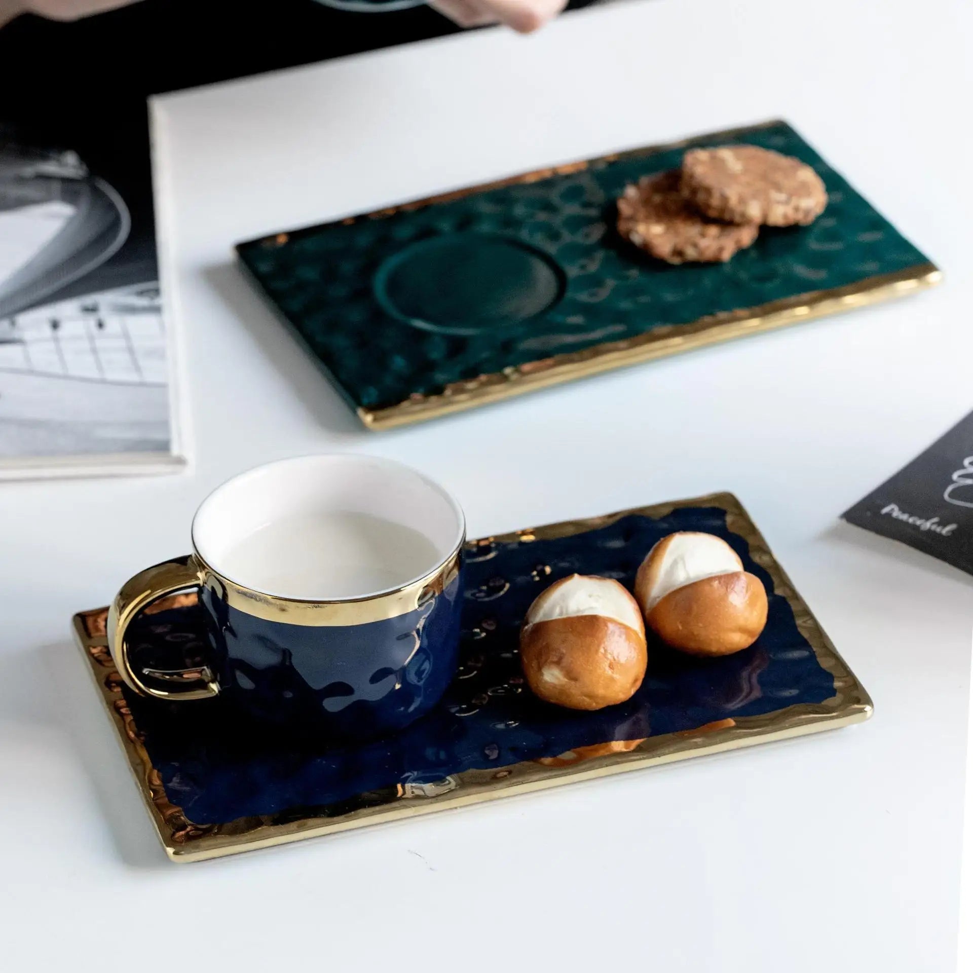 Nordic Style Luxury Ceramic Floral Design Classic Tea Cup and Saucer Set with Spoon for Gift