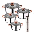 8-piece stainless steel cookware set suitable for induction cooktops San Ignacio Premium Collection + Bergner Copper Oil and