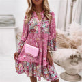 2025 Cross-border Spring/Summer New Style Women's Floral Patchwork Skirt - Hot-selling Tiered Mini Dress
