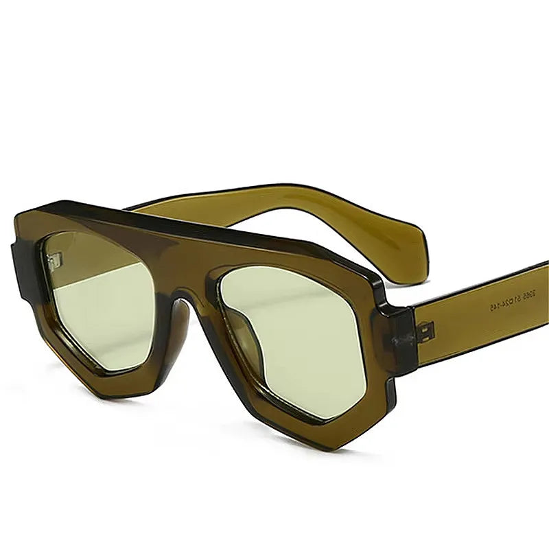 Logo Custom 2025 Fashion Unique Big Frame Polygon Sun Glasses UV400 Irregular Square Women Sunglasses MegaBDM