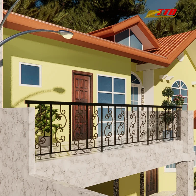 Sleek Iron Railings for Glass Balconies Stylish Modern Architecture Safety with Steel Material