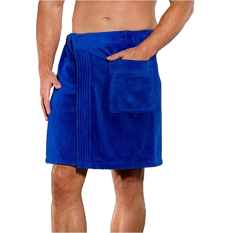 Adjustable Wrap Luxury 100% Cotton Woven Solid Color Men Soft Breathable Home Bath Skirt Towel