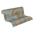 Made in Germany - Wallpaper rolls Leaves Light Blue Yellow Brown - Non Woven Vinyl - Wallpaper Plants for Walls - 1005 x 053 m