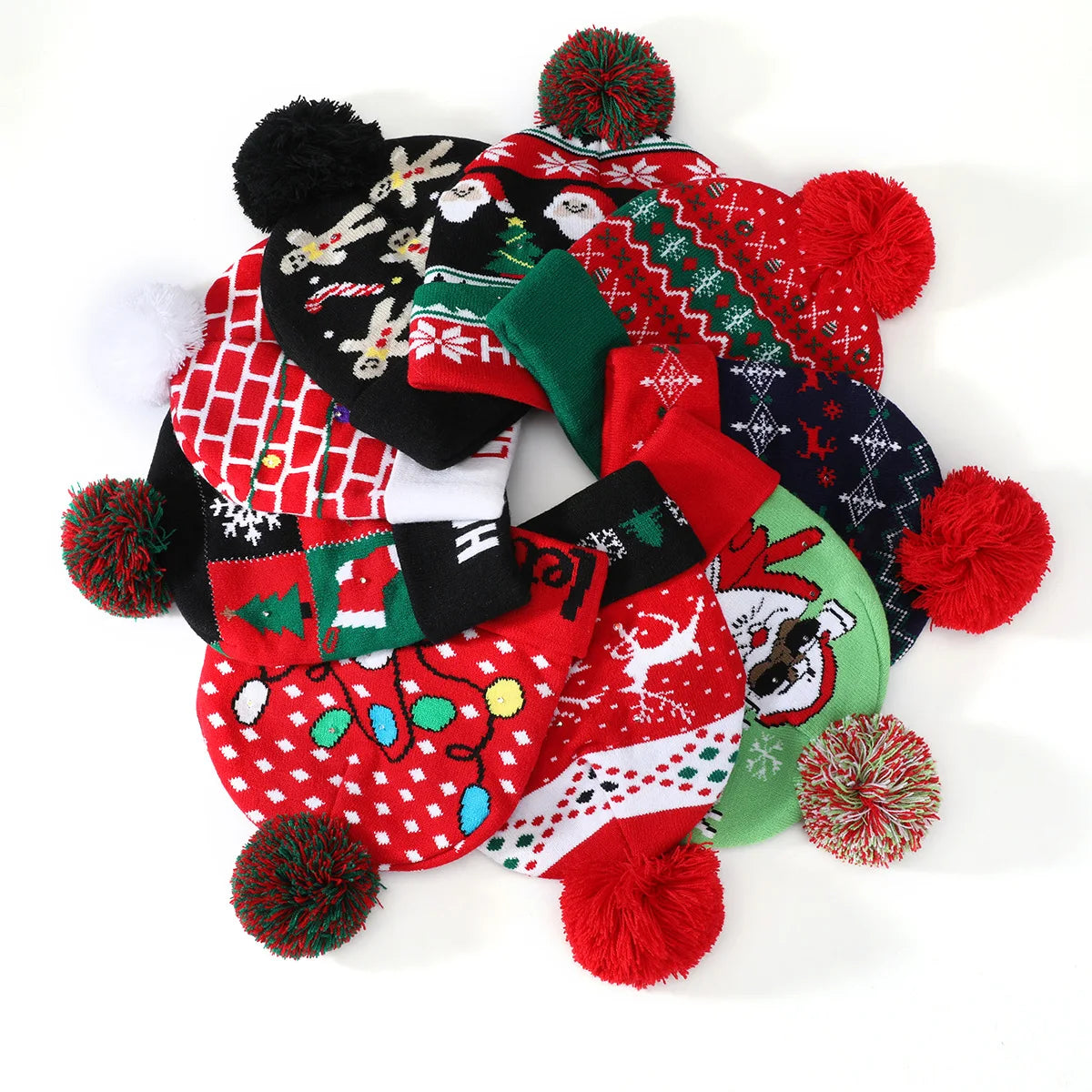 2026 Jacquard Christmas Knitted Hat Winter Holiday Christmas Hats Beanie Caps