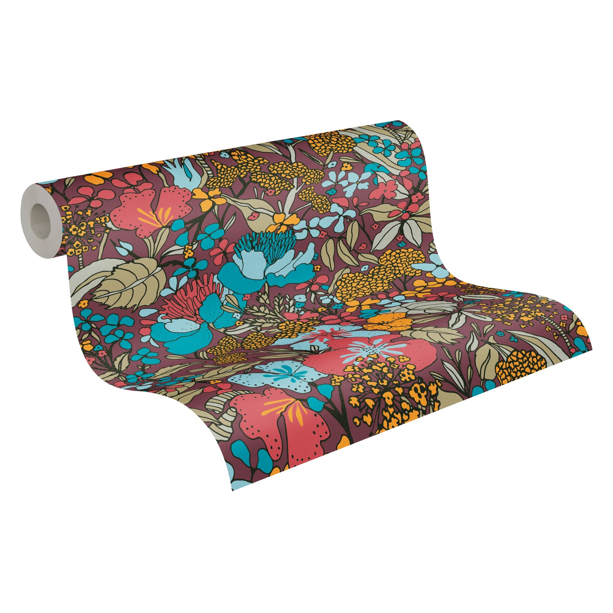 Made in Germany - Luxury Wallpaper rolls Jungle Red Blue Yellow Beige Non Woven Contract Wallpaper Flowers - 1005 x 053 m