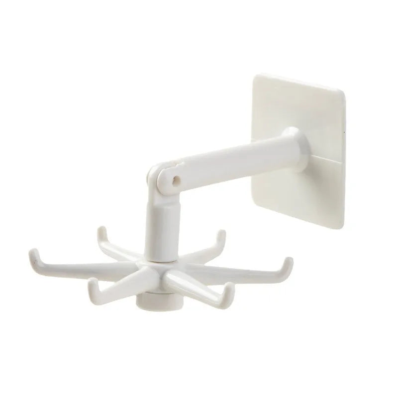 Organizing Miscellaneous Items Flexible Foldable No-Drill Wall-Mounted Rotating 6-Hook Hanger