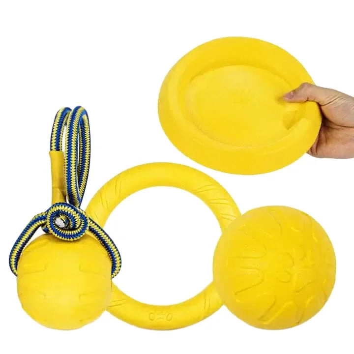 Indestructible Swinging Rope Float Dog Pet EVA Floating Foam Play Fetch Ring Balls Toy 9cm Hole in the Middle Dog Ball Pet Toys