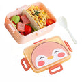 Japanese Cartoon School Lunch Box 2 Compartment Plastic Rectangle Leakproof Microwavable 600ml Capacity Portable Infant