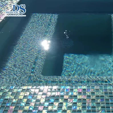 Pool Crystal Glass Mosaic Tile Mutil Colour Mosaic Iridescent Luxury Mosaic Tiles for Bathroom Kitchen Villa Hotel Swimming Pool