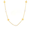 Wholesale 18K Gold Plated Freshwater Pearl Flower Link Chain Necklace Stainless Steel Bracelets Elegant Charm