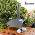 Modern 13-Inch Stainless Steel Outdoor Wood Fire Pizza Oven & Charcoal BBQ Grill with Folding Design up to 1000F-Fast Dispatch