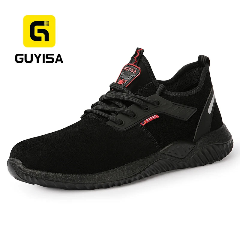 GUYISA Fast Delivery PU Bottom European Standard Steel Toe Industry Shoes Men Black Work Sport Style Safety Shoes MegaBDM