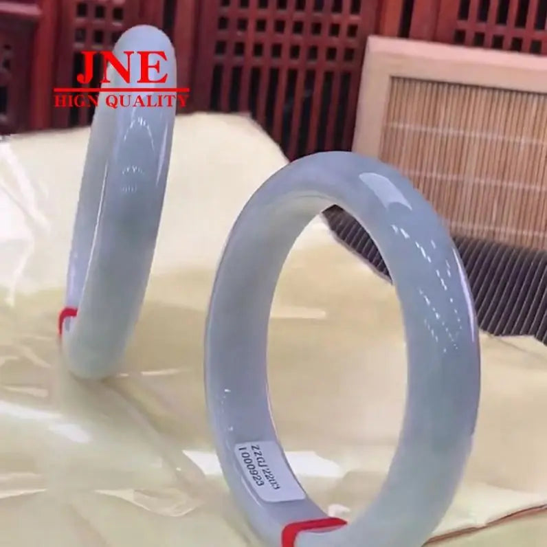 Natural Myanmar White A- Type Jade Jade Bracelets Non-crack White Stripe Positive Ring Jade Bracelet Ornament