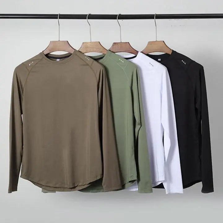 New Arrival Crewneck Blank Solid Oversize Men Long Sleeve Windproof  Slim Fit Outdoor Casual Sports Winter Long Sleeve Shirt