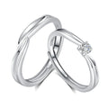 FDJZ-170 925 Sterling Silver Simple Couple Engagement Ring Adjustable Open Zircon Diamond Classic Style Rhodium for Wedding