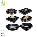 Modern Japanese Rectangle Plastic Melamine Black Restaurant Dinnerware Washable Plates Serving Slate Dessert Sushi Customized