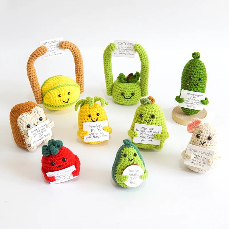 Wholesale Handmade Crocheted Cute Cotton Ornaments Crochet Potato Doll Card Emotion Cucumber Style Positive Gift Party