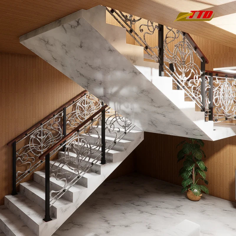 Custom Wrought Iron Handrails for Indoor Staircases Designed to Enhance Home Interiors with Classic Charm and Stability