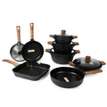 Modern Eco-Friendly 8-Piece Non-Stick Aluminum Cookware Set with Granite Induction Pots and Pans Casserole Included