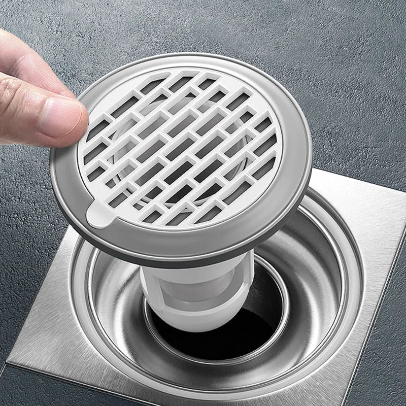 Home Long Round Water Strainer Catcher Hair Blocking Plastic Cover Tile Insert Bathroom Floor Drain