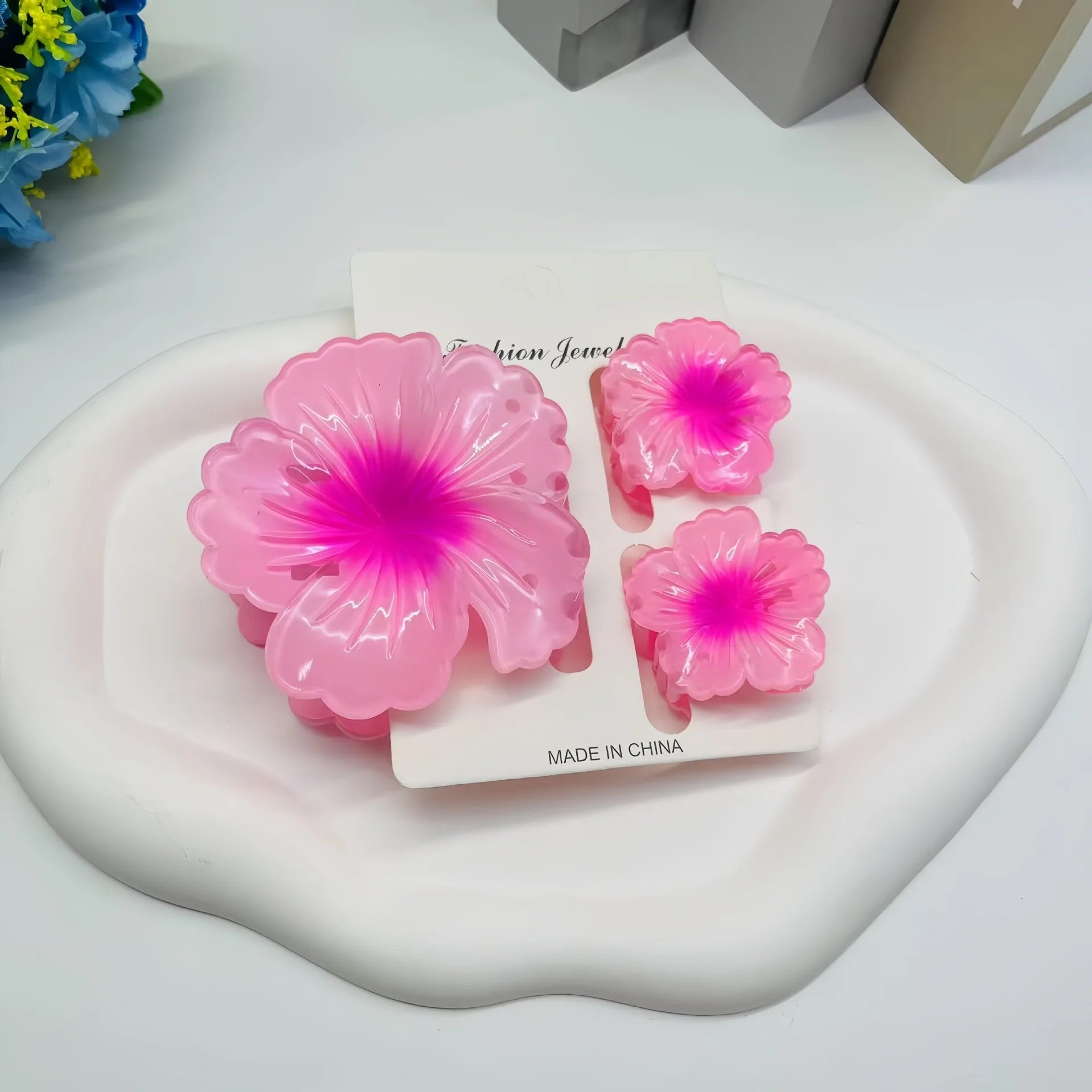 Wholesale Hawaiian Egg Flower Hair Claw Clip 3pcs/Set Flower Hair Clip Set Hair Accessories for Women