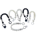 Pearl Beads Black White Acrylic Key Bottle Chain Accessories Cute Phone Charms Lanyard Strap Waist Hanging Mobile Chains