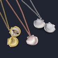 Chunky Shell Silver Stainless Steel Pendant Necklace Gold Plated Clamshell Photo Frame Picture Pendant Necklace to My Daughter