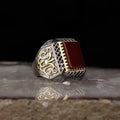 New Arrival 925 Sterling Silver Ottoman Style Men's Ring Rhodium Gold Bi-color Finish RCEGYT-093 Made in Turkey