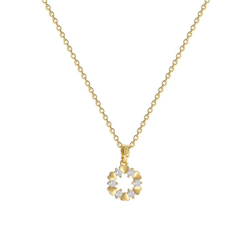 Wholesale S925 Sterling Silver Gold Plated Round Pendant Moissanite Necklace Custom for Women Party Gift Daily Wear