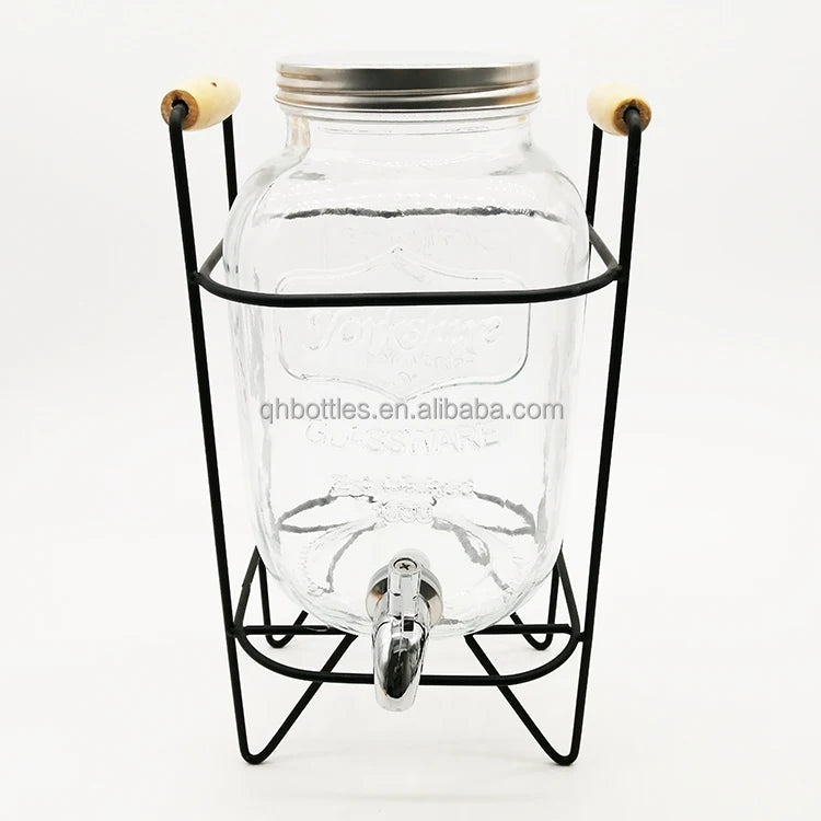 Large Storage Square Glass Mason Jar Wide Mouth 4L 5L 8L with Pouring Lid for Lemon Water Milk Jelly Olive Oil Sugar Baby Food