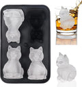 LifeTop New 3D Cat Ice Cube MoldWhiskey Ice Cube Mold Tray Set Cat Shaped Silicone Ice Mold