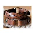 Fashion Handmade Genuine Leather Braid Detail Wear Mark Ring Leather Bracelet for Men or Women